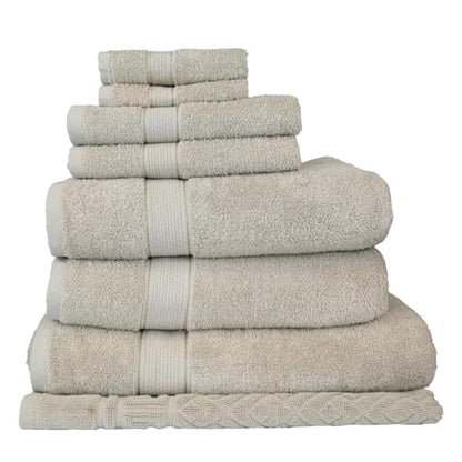 ELITE Emporium Home Collection 8-Piece Cotton Bath Towel Set - Ultra Soft, 550 GSM, Quick-Dry Towels - Bath Sheet, Bath Towels, Hand Towels, Washcloths, Bath Mat - Luxury Bathroom Towel Set (Silver) - color: Silver