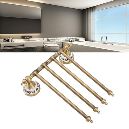 Swivel Towel Rack, Multi arm Brass Bathroom Towel Rack wall Mounted 180° Rotation Thicken Hanger bar for Bathroom for Kitchen (Four Rods) - size: Four Rods