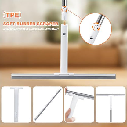 JOYBOS Rubber Floor Squeegee for Smooth Surface Concrete Floor, Tile Floor, Heavy Duty Garage Shower Floor Squeegee Broom for Removing Water, Commercial Scrubber Mop with Adjustable Long Handle (XL) - size: X-Large (1 in 1)
