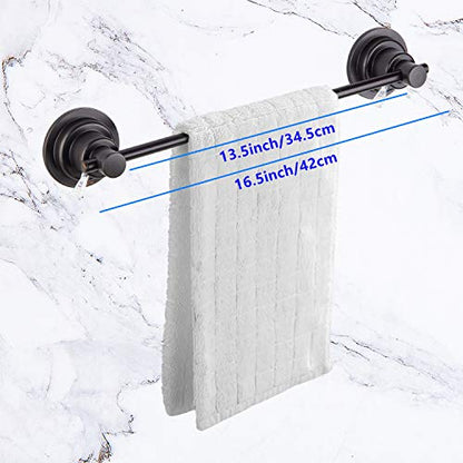 JiePai 16 Inch Suction Cup Towel Bar,Towel Racks for Bathroom,Bronze | Vacuum Suction,No Drill,Removable,Heavy Duty Wall Mount ,For Smooth Surfaces,for Bathroom & Kitchen - color: Suction Towel Bar-16 Inch Rubbed Bronze