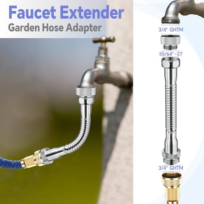 4.7" Flexible Faucet Hose with 3/4" Faucet Hose Adapter | Flexible Kitchen Sink Faucet Adapter to Garden Hose for Male 3/4 Inch & 55/64 Inch to 3/4 Inch GHT - color: Faucet Hose Adapter-C