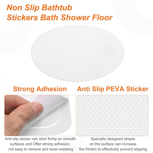 HARFINGTON 24pcs Non Slip Bathtub Stickers Bath Shower Floor 4" Anti-Slip Adhesive Sticker Tape Oval Style Decals with Scraper for Bathroom Kitchen Bathtub Treads Stairs, White - color: White