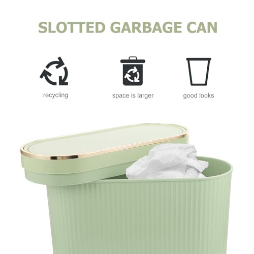 Healifty Bathroom Trash Can with Lid Narrow Plastic Waste Bin Sealed Small Trash Basket for Bedroom Office Toilet Home Use