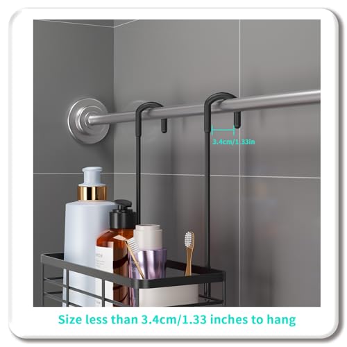 HapiRm Hanging Shower Caddy Organizer - No Drilling Shower Organizer with Hooks, Rustproof & Waterproof 304 Stainless Steel Bathroom Shelves - Black (1 Basket) - color: Black-1 Basket