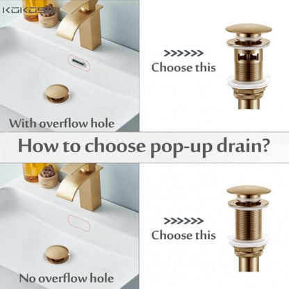 KOKOSIRI Pop Up Sink Drain with Strainer Basket, Bathroom Sink Drain with Detachable Hair Catcher Anti Clogging for Vanity Vessel Sink Without Overflow, Champagne Bronze C1002CPG - color: Champagne Bronze