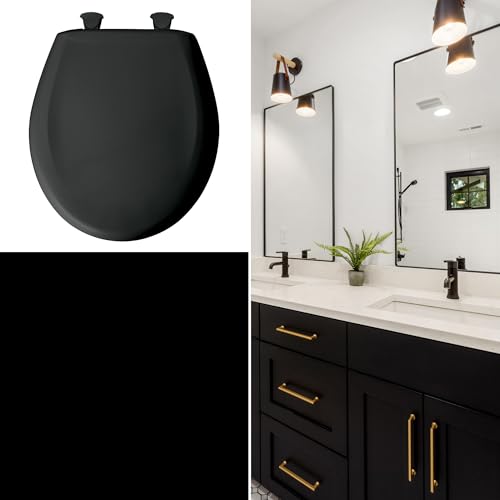 Bemis Classic Colors Slow Close Toilet Seat, Easy Clean Hinges and Durable Plastic Seat, Made in USA, Round, Black - color: Black, size: Round