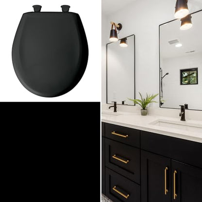Bemis Classic Colors Slow Close Toilet Seat, Easy Clean Hinges and Durable Plastic Seat, Made in USA, Round, Black - color: Black, size: Round