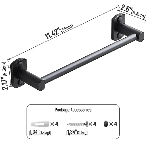 Black Towel Bar, Hand Towel Rack for Bathroom Wall Mounted Towel Hanger, Kitchen Bath Towel Holder, Toilet Towel Rod,12 Inch - size: 12 Inch Single Bar