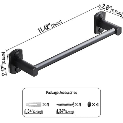 Black Towel Bar, Hand Towel Rack for Bathroom Wall Mounted Towel Hanger, Kitchen Bath Towel Holder, Toilet Towel Rod,12 Inch - size: 12 Inch Single Bar