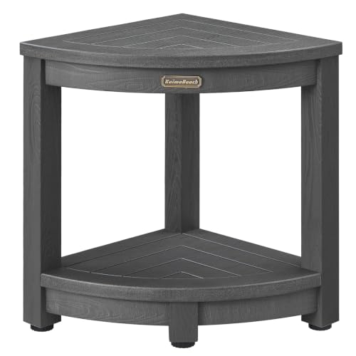 Corner Shower Stool Waterproof HDPS Shower Bench Bath Chair Seat, Dark Gray | Heavy Duty Foot Rest, with Storage Shelf & Adjustable Feet, Anti-Rotting, Non-Slip, Save Space, No-Maintenance - color: Dark Gray Corner Shower Stool