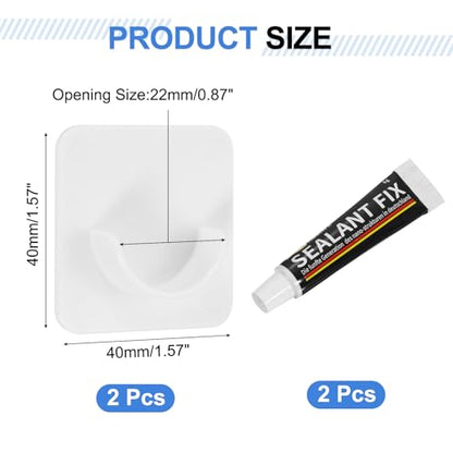 uxcell 2 Pack Shower Rod Holder, 0.87 Inch Adhesive Shower Curtain Rod Holder No Drilling Shower Rod Holders with Glue for Bathroom Bedroom, White(Rod Not Included) - size: 0.87 Inch