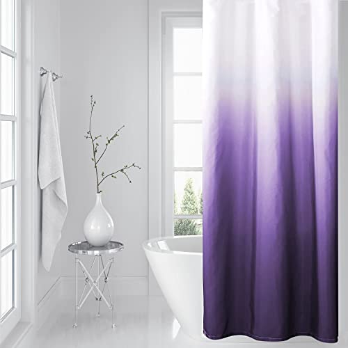 YI & ZE Ombre Dark Purple Shower Curtain Sets for Bathroom Accessories Fabric Polyester Waterproof Modern Shower Curtain Liner with 12 Hooks Purple W36xL72 | Polyester Waterproof Shower Liner, Modern Bathroom Decor, Complete Set with 6 Mounting Hooks - co