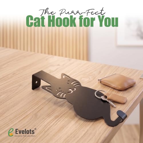 Evelots Over The Door Cat Hooks - 2 Pack - Strong Metal Kitty Decoration - Perfect for Coats, Handbags, Hats, Towels, Wreath Hanger Etc. - Hold up to 20 Pounds - Easy to Install - Rust Free - size: 2 Pack, style: Sitting Cat Design