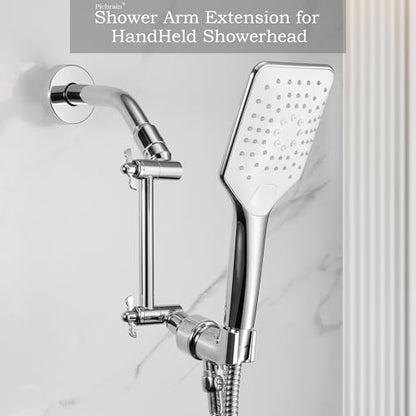 6 Inch Adjustable Shower Head Extension Arm, All-Metal Shower Arm Extender with Locking Set Screw for Rainfall, Fixed, Handheld Showerheads, G1/2 Universal Thread, Easy Installation, Chrome - color: CP, style: 6 Inch