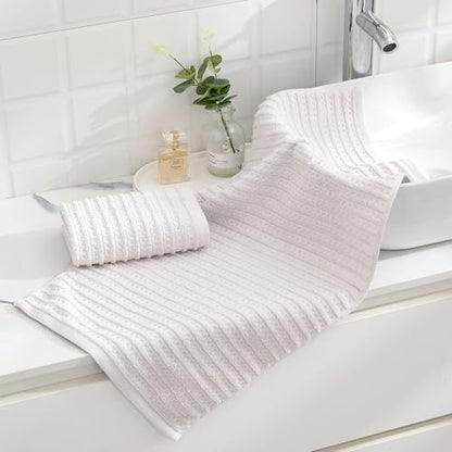 sense gnosis Light Grey Waffle Hand Towel Set of 2 Super Soft 100% Cotton Terry Striped Pattern Ultra Absorbent Hand Towel for Bathroom 13 x 29 Inch - color: Light Grey