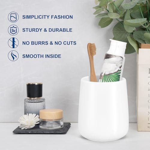 Bathroom Tumbler Cup Ceramic 13.5oz Reusable Toothbrush Cup 400ml,Toothbrush Holder Adequate for Your Bathroom (Shiny White) - color: Shiny White, size: 1pcs