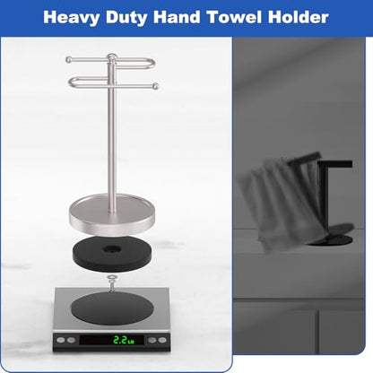 Hand Towel Holder, 304 Stainless Steel Heavy Duty S Shape Hand Towel Stand Free Standing Towel Bar for Bathroom Kitchen Countertop - color: Nickel