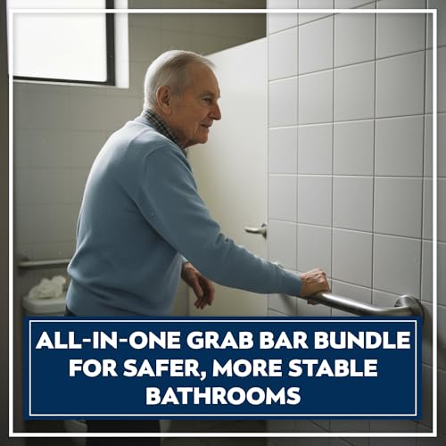4-Pack Starter Bundle, 500 lb, 16/18/24/32 in, Peened Textured | Complete Bathroom Safety Starter Bundle, For Seniors, 1.25 in Diameter, 500 lb Rated, All-in-One Shower Safety Solution - color: Peened Textured