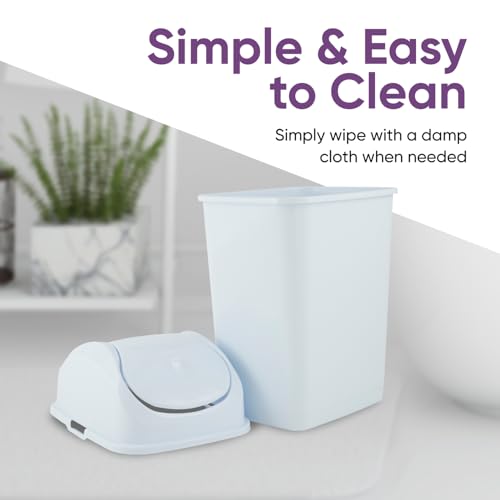 Superio Medium Trash Can with Lid 4.5 Gallon Plastic Swing Top Garbage Can Slim Waste Bin for Under Sink/Cabinet, Laundry Room, Kitchen, Office, Bedroom, Bathroom, College Dorm, 18 Qt, White - size: 4.5 Gallon, style: 1 Pack