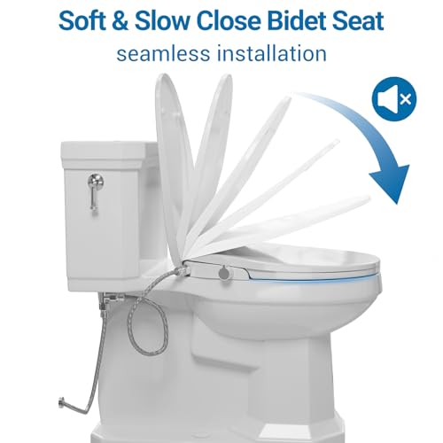 Garvee Non-Electric Bidet Toilet Seat for Round Toilets – Dual Nozzle System, Manual Control, Cold Water Bidet Attachment, Easy to Install, White - size: Round (17″)-1