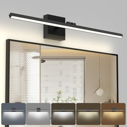 Black Bathroom Vanity Light Fixtures, Morden Vanity Lights with 5CCT&Dimmable Wall Sconce Lamp, 16IN Rotatable Vanity Bath Fixture Over Small Mirror For Bathroom Restroom Bedroom Hallway-ETL Certified - size: 16IN