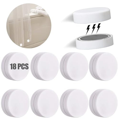 ZYNERY 18 Pcs Shower Magnets for Curtain Liner, Magnetic Shower Curtain Weights, Shower Curtain Magnets Weights, Shower Curtain Weights Bottom, Weights for Outdoor Curtains Flag Tablecloth （White） - color: White