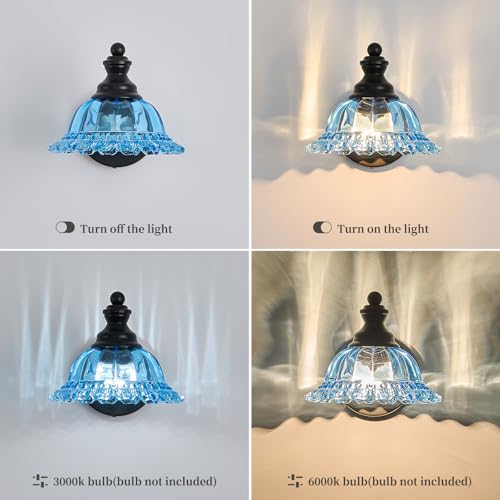 XIEDUN Vanity Light Black Wall Sconces Modern 1-Light Bathroom Sconces - color: Black and Blue, size: 1 Light