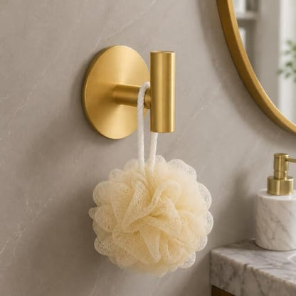 2 Pack Waterproof Adhesive Tissue Wall Hooks, Sticky Mount Hooks for Towel, Robe, Clothes-Golden - color: Golden