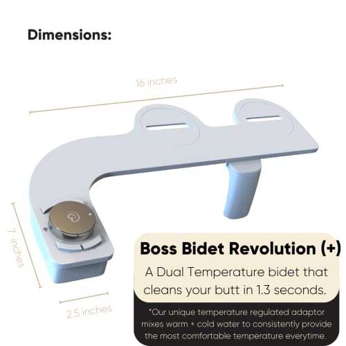 Revolution Plus (Warm Water). Bidet Attachment for toilet. Luxury design, Bathroom bidet sprayer for toilet, non electric, dual nozzle, feminine wash, self cleaning. Tokyo Platinum.