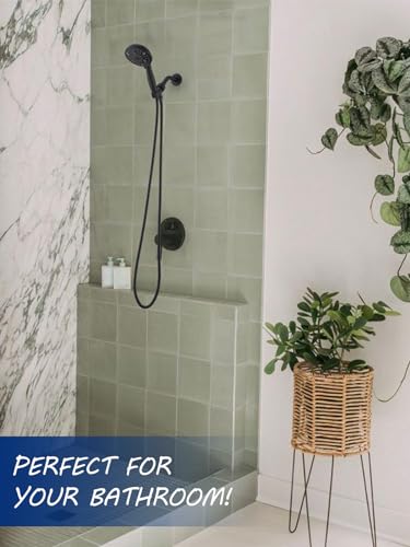 High Pressure 10 Setting Handheld Shower Head, 5" Detachable Showerhead Spray Built-in Power Wash to Clean Tub, Tile & Pets, 79" Extra Long Stainless Steel Hose, Adjustable Bracket - Matte Black - color: Black