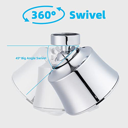 Kitchen Sink Faucet Head 4-Mode, 360° Swivel Faucet Aerator Adapter, Chrome | 55/64" Female Faucet Sprayer Head for Bathroom & Kitchen, Big Angle Rotating Metal Ball Joint, Extra 15/16" Metal Adapter - color: Polished Chrome, style: 1 Swivel Joint