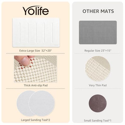 Yolife Stone Bath Mat Large, 32" x 20" Diatomaceous Earth Bath Mat for Bathroom, Super Absorbent Quick Drying Bathroom Stone Mat, Non-Slip Diatomite Shower Mat, Easy to Clean (White Grey) - color: White Grey