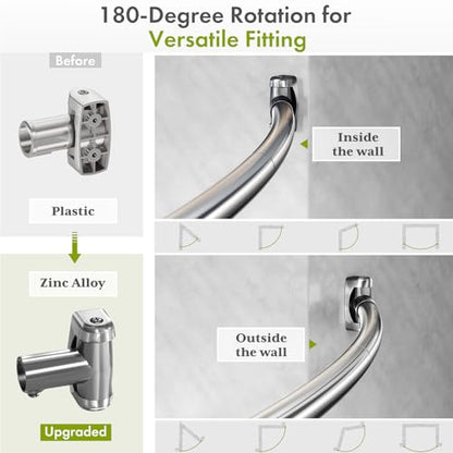AmazerBath 20-84 Inches Arched Curved Shower Curtain Rod, Heavy Duty Shower Rod Rust Proof Bathroom Curtain Rod, Adjustable Telescoping Design Easy Segmented Installation, Need to Drill, Chrome - color: Chrome