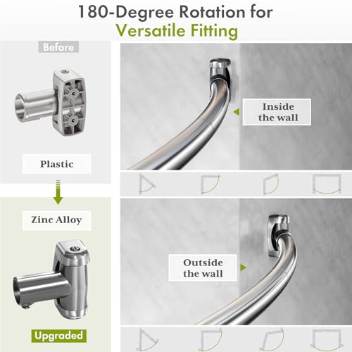 AmazerBath 20-84 Inches Arched Curved Shower Curtain Rod, Heavy Duty Shower Rod Rust Proof Bathroom Curtain Rod, Adjustable Telescoping Design Easy Segmented Installation, Need to Drill, Chrome - color: Chrome