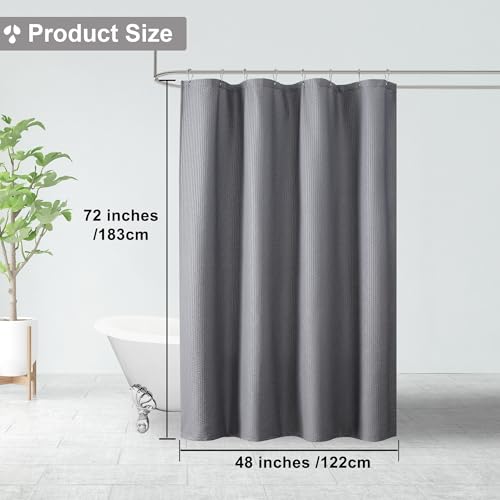Stall Shower Curtain 48X72 inch, Embossed Textured Fabric Shower Curtain for Bathroom - Soft Cloth & Hotel Spa, Water Repellent, Machine Washable Bathroom Curtain, Grey - color: Grey, size: 48"W x 72"L (Pack of 1)