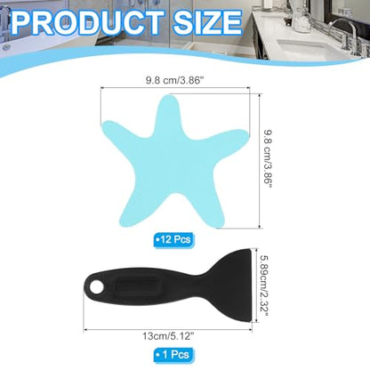 PATIKIL Bathtub Non Slip Stickers 3.86x3.86 Inch, 12 Pack Starfish Safety Shower Floor Anti Slip Stickers with Adhesive Decals Scraper for Bath Tub Shower Floor Stair, Blue - color: Blue