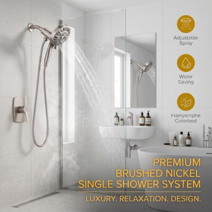 Superior Handheld Shower Head with Magnetic Docking System | 10-Function High Pressure Detachable Shower Head, 5-inch Shower head with 60 Inch Hose, Remote Dock, Brushed Nickel - color: Brushed Nickel