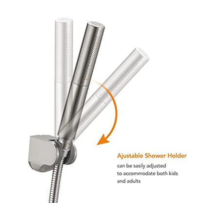 Handheld Shower Head Show Spray Shower Wand Hand Shower Brushed Nickel | High Pressure Showerhead, Hand Held, Brass Shower Head, Wall Mounted, 60 In Stainless Steel Shower Hose - color: Nickel
