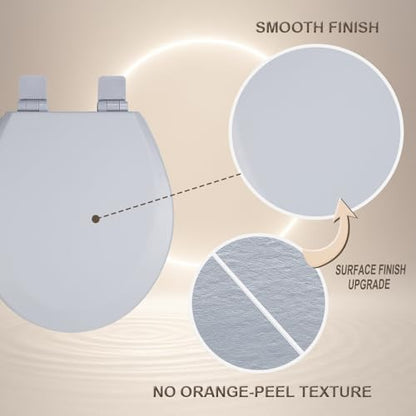 Toilet Seat, Slow Close, Soft Touch, Ultra-Smooth Matte Finish (No Orange-Peel Texture), Premium Moulded Wood, Quick Release, PIKLiDS (Gray, Round) - color: Gray, size: Round