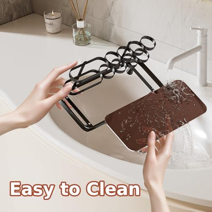 YOOLENS Electric Toothbrush Holder for Bathroom Countertop 5 Metal Slots Toothpaste Razor Mouthwash Organizer, Black - color: Black