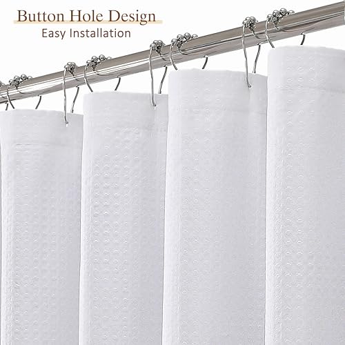Aiyufeng Waterproof Fabric Shower Curtains for Bathroom，Dot Like Embossed Textured Soft Polyester Cloth Stall Shower Curtain，Hotel Luxury Quality Machine Washable，36Wx72L，White - color: White, size: 36"W x 72"L (Pack of 1)