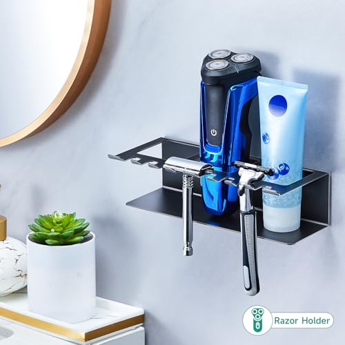 Electric Toothbrush Head Holders, Electric Toothbrush Holders Wall Mounted, Shower Electric Head Holder, Toothbrush and Toothpaste Holder, Tooth Brushing Holder for Bathroom (Black, Large) - color: Black, size: Large