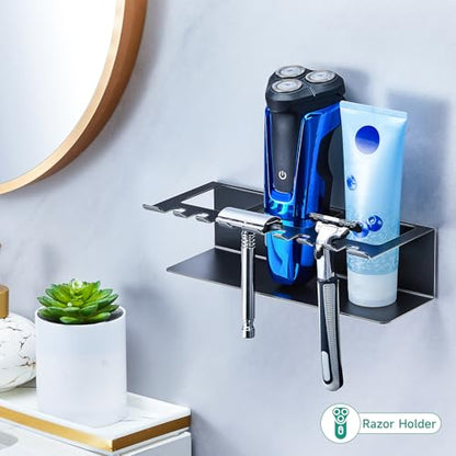 Electric Toothbrush Head Holders, Electric Toothbrush Holders Wall Mounted, Shower Electric Head Holder, Toothbrush and Toothpaste Holder, Tooth Brushing Holder for Bathroom (Black, Large) - color: Black, size: Large