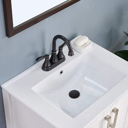 Lead-Free Antique 2 Handle Bathroom Sink Faucet, 360° Swivel High-Arc Spout 4-Inch Centerset Lavatory Vanity Faucets Set with Drain & Water Hoses, Oil Rubbed Bronze