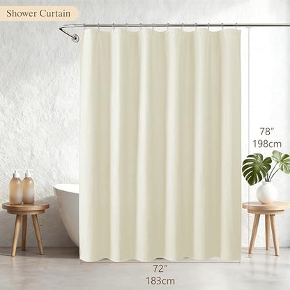 Aiyufeng Cream Shower Curtains for Bathroom，Dot Like Embossed Textured Waterproof Fabric Shower Curtain，Hotel Luxury Quality & Soft Cloth，Machine Washable，72Wx78L - color: Cream, size: 72"W x 78"L (Pack of 1)