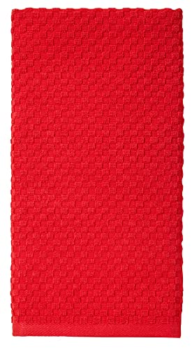 COTTON CRAFT Amazing Kitchen Towel - 12 Pack 100% Cotton Waffle Terry Towel | Red - 16x28 inch Euro Café Waffle Weave Dish Towels - Soft Absorbent Quick Dry Low Lint Reusable Pantry Bar Cleaning Cloth - color: Red, size: 12 Pack
