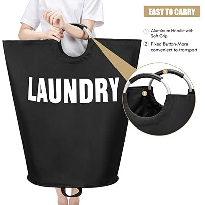 Maxsilan 160L XX-Large Laundry Basket Bag, Collapsible Tall Hamper, Black | Freestanding tall laundry bag & foldable washing basket. Extra large clothes storage bin with durable sturdy handles - color: Black, size: 160L