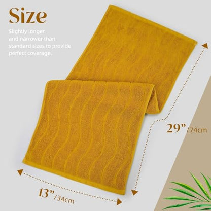 Jacquotha Wavy Striped Cotton Hand Towels, Set of 2 | Dry Your Hand Instantly, 13x29 Inches, Mustard Fall Kitchen Bathroom Towel - color: Mustard