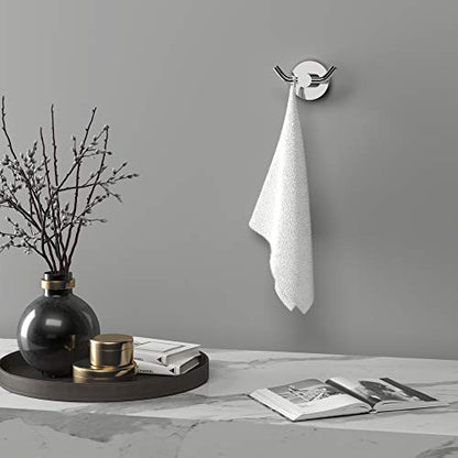 MARMOLUX ACC - Chrome Bathroom Hooks for Towels | Modern Double Towel Hook Design Ideal for use as Robe & Towel Hooks, Shower Wall Hooks or Kitchen Hooks | Towel Holder Double Hook Design. - color: Chrome