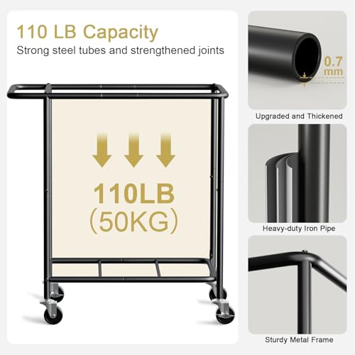 Double Laundry Hamper with Wheels & Lid, 160L Large Rolling Laundry Basket | Chrislley Sturdy Metal Laundry Cart 2 Section with Long Handle and Removable Bags,Dirty Clothes Hamper for Laundry Room,Black - color: Black, size: 160L(27.0"L x 15.4"W x 27.6"H)